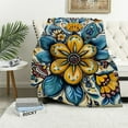 thumbnail image 1 of Shiartex Blue and Yellow Mexican Tile Blanket Boho Retro Pattern Soft Warm Throw Blankets Soft Fuzzy Blanket Bedding Cozy Lightweight for Bed Couch Car Gift Idea Suitable for All Season, 1 of 6