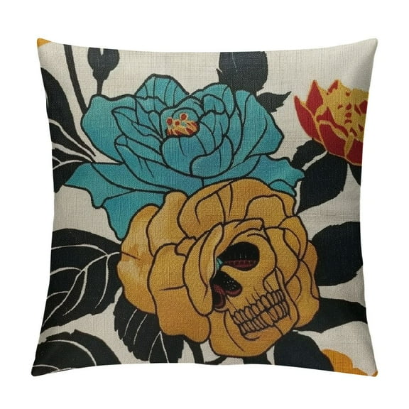 Shiartex Blue Yellow Outdoor Throw Pillow Covers for Couch Decorative Square Florals Flowers Farmhouse Teal Waterproof for Sofa Patio Pillowcase 12x12in