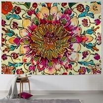 Shiartex Bohemian Mandala Flower Tapestry for Bedroom Colorful Psychedelic Indian Dahlia Floral Vertical Tapestry Wall Art Room Decor Aesthetic Wall Hanging Ornament for Home Dorm Office Painting