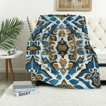 Shiartex Boho Aztec Throw Blanket, Cozy Beige Tribal Blanket, Soft Flannel Tan Vintage Bohemian Throw Blanket, Fluffy Ethnic Geometric Blankets for Women Adults Gifts Bed Chair Sofa 40x50in