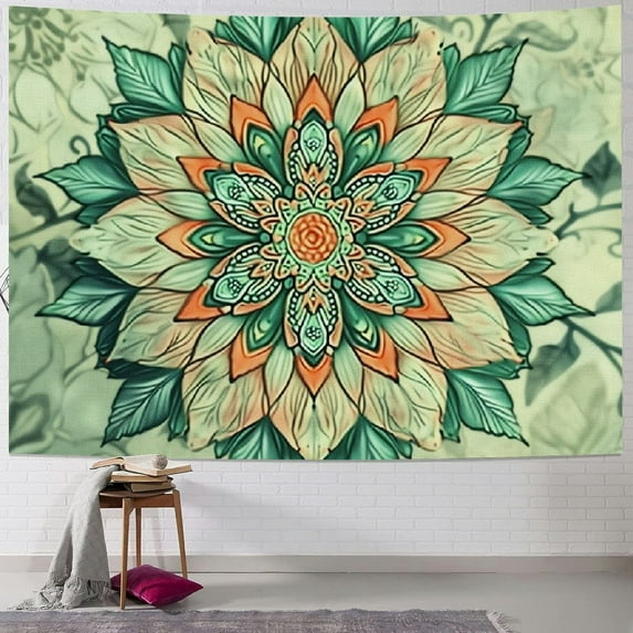 Shiartex Boho Green Mandala Tapestry, Bohemian Sage Green Mandala Art Tapestries Wall Hanging for Teen Girls Bedroom Aesthetic College Dorm Living Room Office Hippie Mandala Decor 40x30inch