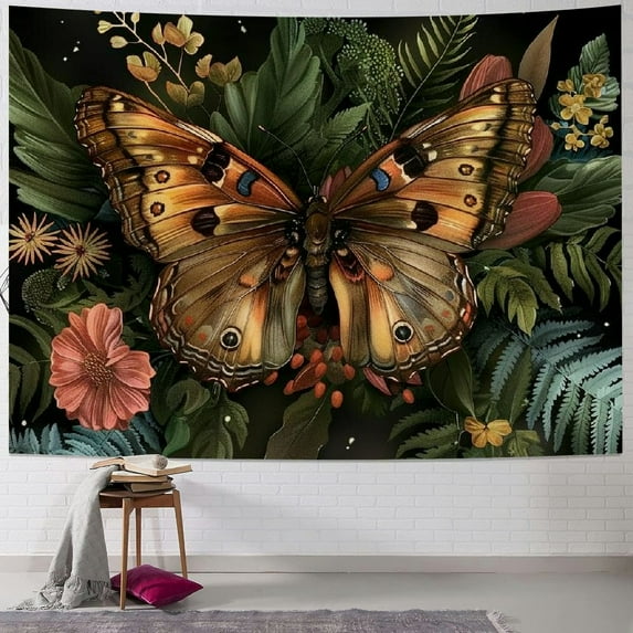 Shiartex Boho Mushroom Moth Tapestry for Girls Bedroom Aesthetic, Vintage Butterfly Botanical Plant Art Tapestries Wall Hanging for College Dorm Room Decor Multi Size, Fairy Galaxy Blanket Painting