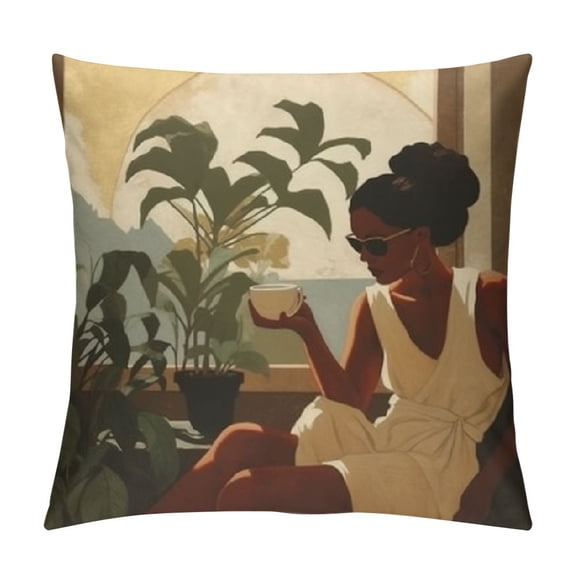 Shiartex Boho Pillow Covers Set, African American Gifts for Black Women, Boho Decorative Sun Moon Pillow Covers, African Decorations for Home, Boho Decor, Black Girl Room Decor 12x12in