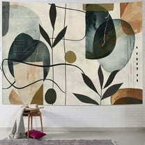 Shiartex Boho Tapestry for Room Decor,Mid Century Botanical Tapestries Moon Beige Abstract Wall Hanging Tapestry for Bedroom Aesthetic Living Room Dorm Party Decoration Painting