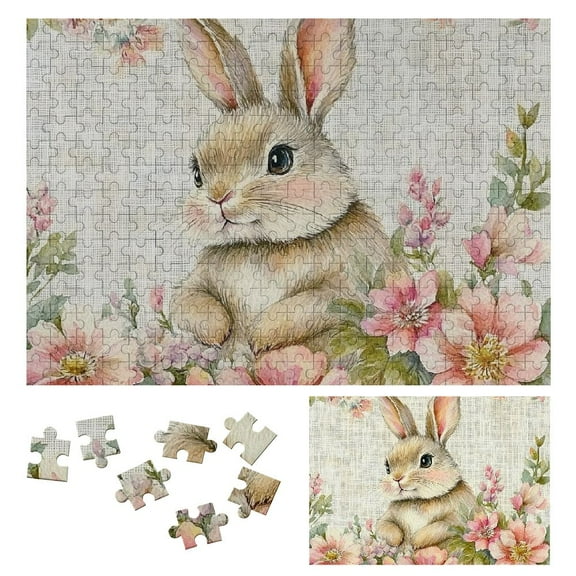 Shiartex Bunny Flowers Wooden Jigsaw Puzzle for Adults - Relaxing and Engaging Wooden Gift for Family Friends 300 PCS