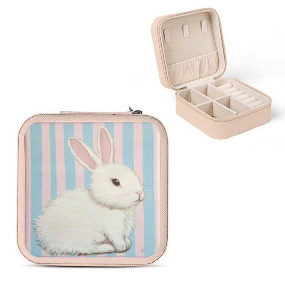 Shiartex Bunny Jewelry Storage Artifacts Box for Necklace, Ring, Earring with PU Leather Appearance and Compact Design Pink