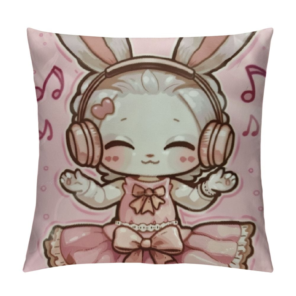 Shiartex Bunny Throw Pillow Cushion Cover, Rock Star Rabbit Bunny with ...