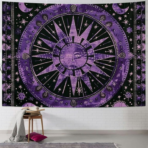 Shiartex  Burning Sun Tapestry Tie Dye Celestial Poster Aesthetic Bedroom Tapestrys Moon Star Tarot Wall Hanging Boho Hippie Dorm Decor Beach Coverlet Curtain Blanket 40x30inch
