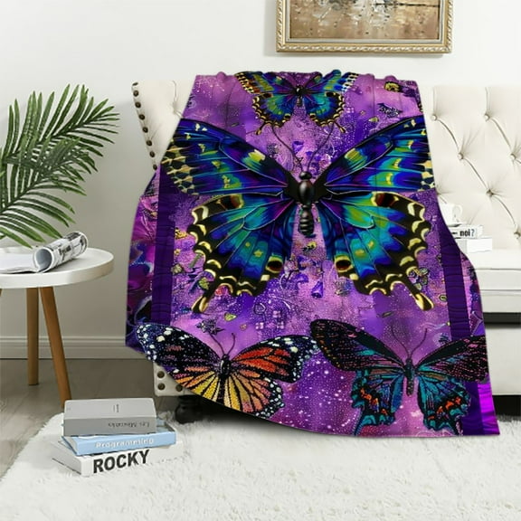 Shiartex Butterfly Blanket for Women Girls Ultra Soft Butterflies Blankets Warm Cozy Butterfly Throw Blanket for Bed Couch Purple Butterfly Gifts for Women Adults Girls 40x50in