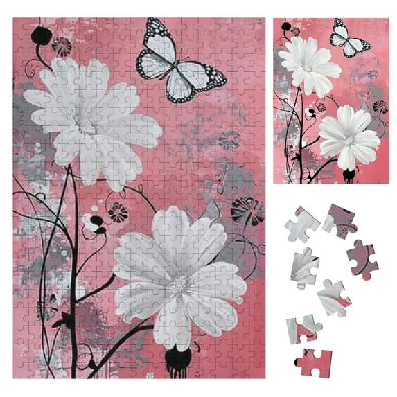Shiartex Butterfly Flowers Wooden Jigsaw Puzzle for Family Leisure and Entertainment - Gift for Family Friends - Premium Eco-Friendly Material - Artistic Home Decor 300PCS