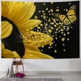 thumbnail image 1 of Shiartex Butterfly Sunflower Tapestry Yellow Floral Botanical Plant Blooming Flower Black Background Rustic Farmhouse Tapestry Wall Hanging for Bedroom Living Room Wall Art Home Decor Painting, 1 of 6