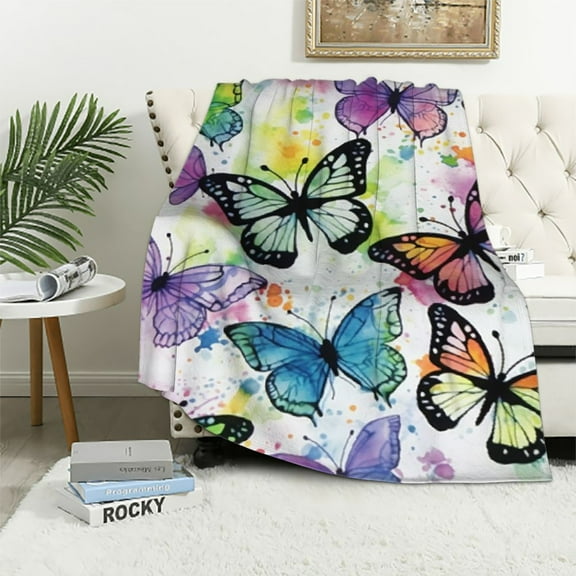 Shiartex  Butterfly Throw Blanket Gifts for Women Girls, Birthday Valentines Day Butterfly Gifts for Butterflies Lovers Adult Kids,Butterfly Colorful Blanket Decor for Home Bed Couch 40x50in