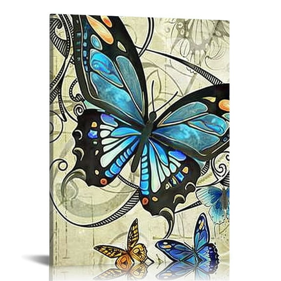 Shiartex Butterfly Wall Art Teal Butterfly Floral Wall Decor Farmhouse Butterfly Pictures Inspirational Quotes Canvas Prints Modern Home Decorations For Bathroom Bedroom Living Room