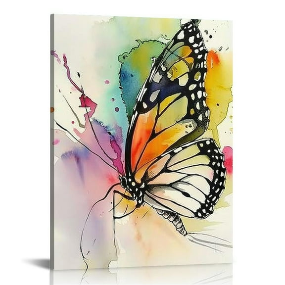 Shiartex Butterfly Wall Decor - Colorful Butterfly Canvas Wall Art for Girls Bedroom Modren Butterfly Nursery Decor Posters Artwork Bathroom Home Decorations 16x20 in/12x16 in