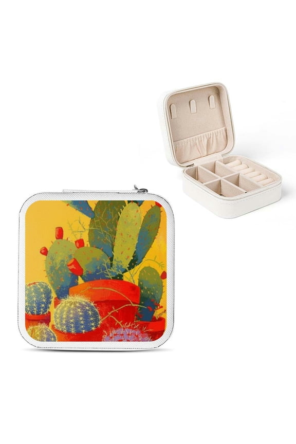 Cactus Anniversaries Gifts Jewelry Box for Necklace, Ring, Earring - Valentine's Day, Birthday, Mother's Day, Christmas, Wedding Gift White