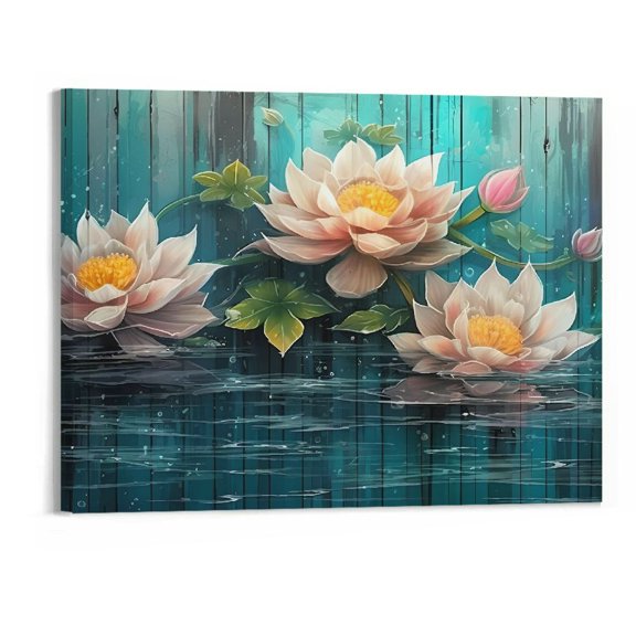 Shiartex Canvas Print Fall Decor Colorful Lotus Canvas Wall Art Picture 20x16in for Living Room Bedroom 20x16in