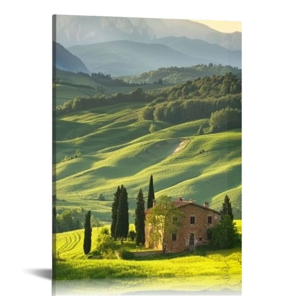 Shiartex Canvas Wall Art Beautiful Spring Landscape in Tuscany, Italy Gallery Wrapped Modern Artwork Wall Decor for Living Room Bedroom Office 12x16 in