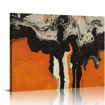 Shiartex Canvas Wall Art Black And White Orange Marble Framed Canvas Print Artwork Abstract Modern Wall Art Paintings for Living Room Kids Room Bedroom Bathroom Modern Home Decor  20x16in
