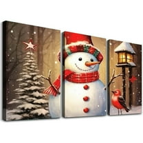 Shiartex Canvas Wall Art Christmas Decor Snowman 3 Piece Set 12x16x3pcs