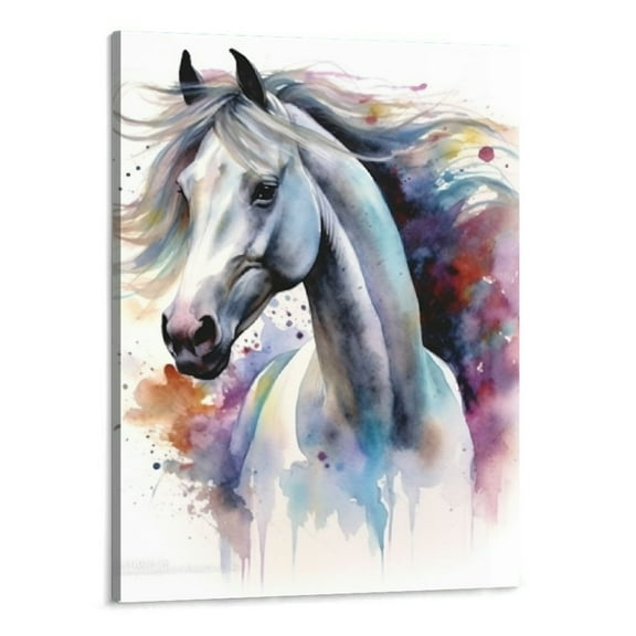 Shiartex  Canvas Wall Art Horse Animal Painting Prints on Canvas Framed Ready to Hang- Watercolor Horses Prints Fine Art for Home Wall Decor 16x20 Inch