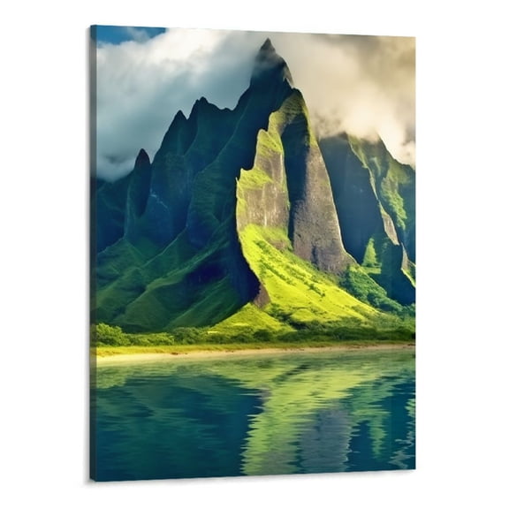 Shiartex  Canvas Wall Art Na Pali Coast Kauai Hawaii Sea Sunset Cruise Tour Pictures Prints Nature Coastline Landscape Travel Photography Framed Artwork for Home Decor 16x20 Inch