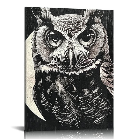 Shiartex Canvas Wall Art Owl Eyes Canvas Print Artwork Black And White Animals Wall Art Paintings Modern Picture Print framed for Living Room Dinning Room Bedroom Bathroom Home Decor,