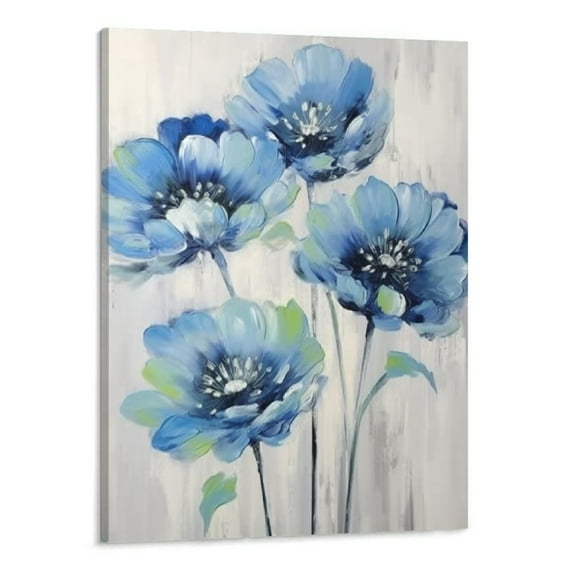 Shiartex Canvas Wall Art Picture 16x20in Blue Flower Ready to Hang 16x20in