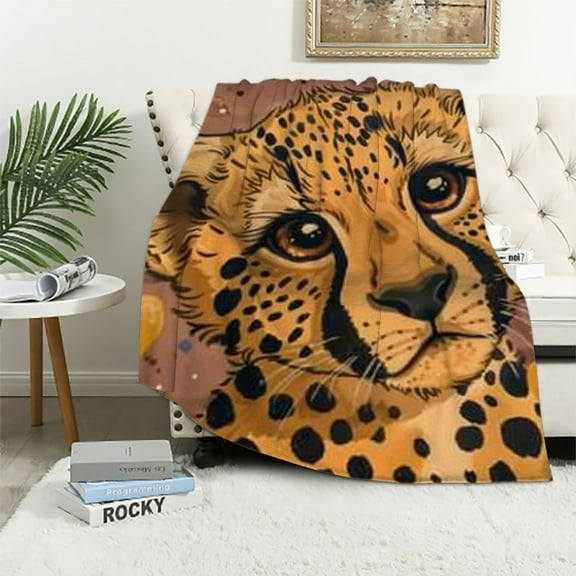 Shiartex Cheetah Leopard Blanket Gifts for Women Just a Girl Who Loves Cheetahs Throw Blankets Soft Warm Lightweight Cozy Cartoon Animal Throws for Bed Living Room Sofa Couch Birthday White