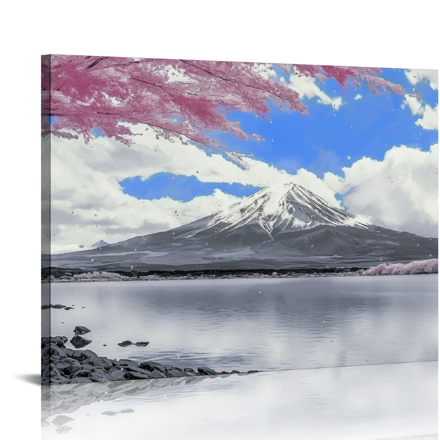 Shiartex Cherry Blossom Canvas Wall Art Black and White Japanese Mount ...