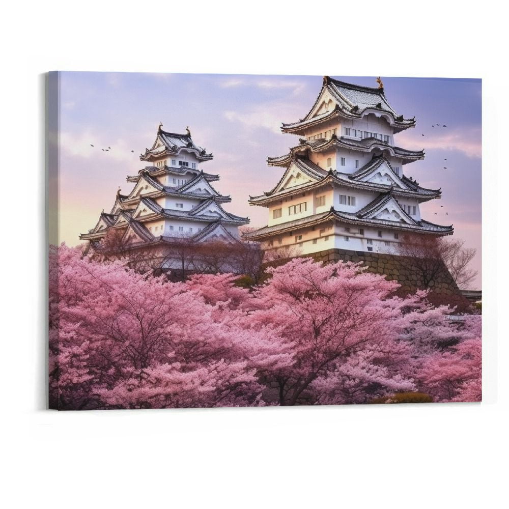 Shiartex Cherry Blossom Tree Canvas Wall Art Pink Sakura Floral ...