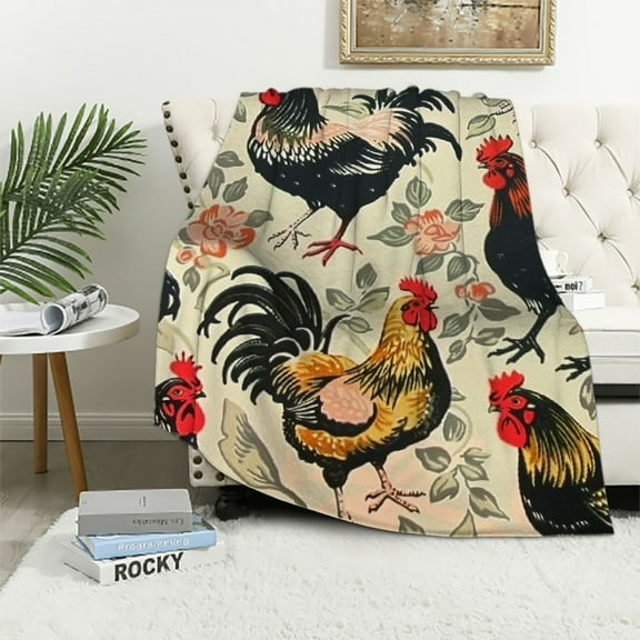Shiartex  Chicken Blanket Gifts, Rooster Chicken Blankets, Travel Throw Lightweight Flannel Throw Blanket, Chicken Gift for Boy Girl Child Kid for Bed/Couch/Sofa  40x50in