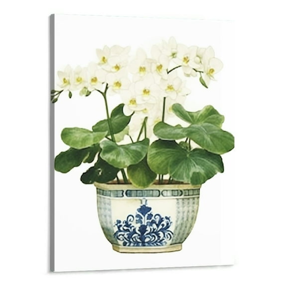 Shiartex Chinoiserie Art Print Ginger Jar Blue White Porcelain China Ming Vase Canvas Wall Art Chinoiserie Art Print Poster Wall Art Decor Poster Painting On Canvas Print Pictures Floral 16x20 In