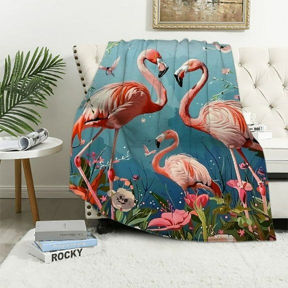 Shiartex   Christmas Flamingo Gifts Pink Flamingo Blanket Soft and Warm Holiday Throw Blanket Flamingo Christmas Decor for Christmas Flamingo Party Cozy Gifts for Men Women Kids White