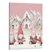 Shiartex Christmas Pink Santa Claus Canvas Wall Art Picture 16x20in for Living Room Bedroom 16x20in