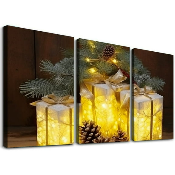 Shiartex Christmas Present Wall Art Canvas 3 Piece Set 12x16x3pcs