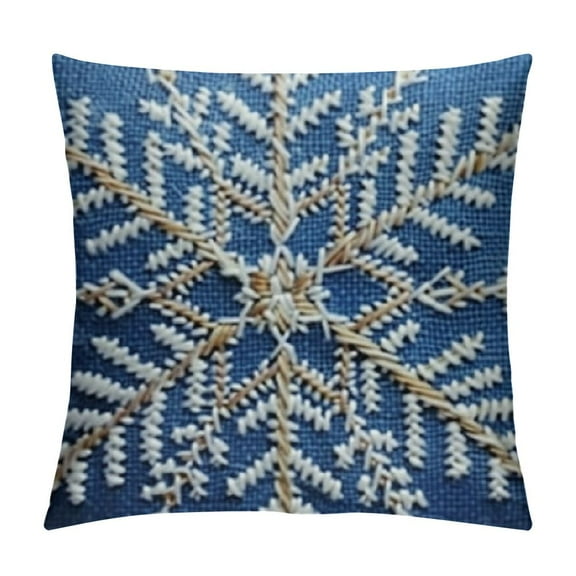 Shiartex   Christmas Throw Pillow Covers, Soft Decorative Throw Pillow Cases with Snowflakes for Couch Sofa Square Pillow Covers for Winter Holiday, Blue White