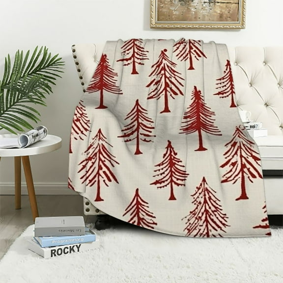 Shiartex Christmas Tree Pattern Print Throw Blanket, Exquisite Gift for All Seasons 40x50in