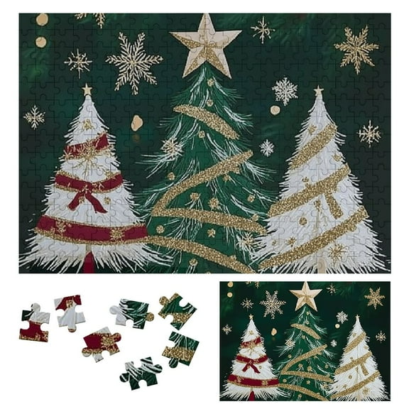 Shiartex Christmas Tree Star Snowflake Wooden Jigsaw Puzzle for Adults - Relaxing Eco-Friendly Gift for Family and Friends 300 PCS