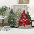 thumbnail image 1 of Shiartex Christmas Trees Pillow Cover Red Ribbon Print Throw Blanket Blanket for Bed Couch Car for Kids and Adults All Seasons Exquisite Gifts 40x50in, 1 of 6