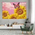 thumbnail image 1 of Shiartex  Cloud Sunflower Tapestry, Sunflower with Pink Cloud and Butterfly Tapestry Wall Hanging, Pastel Flower Plant Wall Tapestry Blanket for Bedroom Living Room Decor Dorm Tapestry,60x40 In, 1 of 7