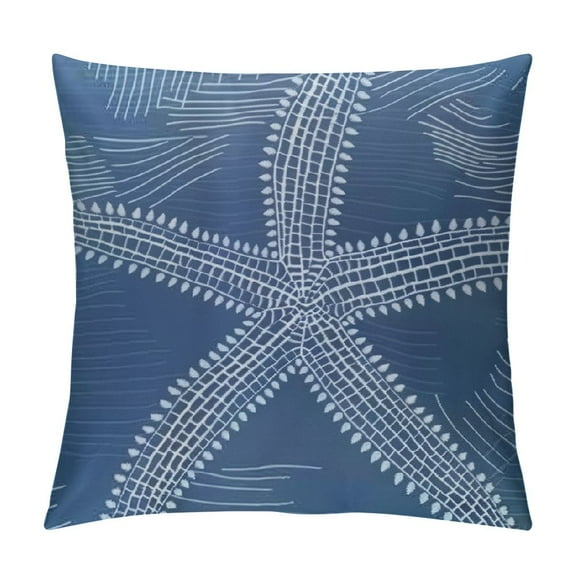 Shiartex Coastal Pillow Covers Navy Blue Starfish Throw Pillow Covers Beach Pillowcase Nautical Decor for Outdoor Home Sofa Bedroom Living Room,Multi-Size