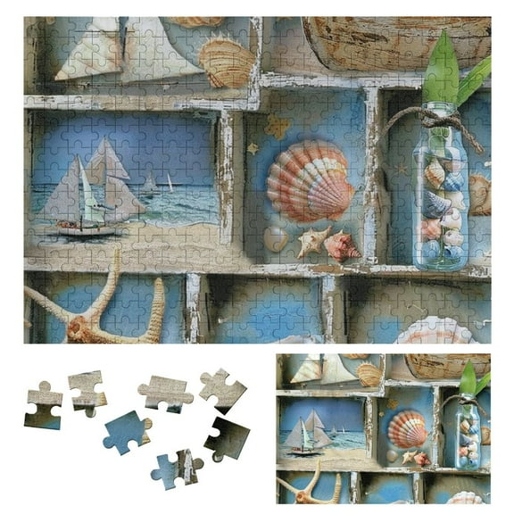 Shiartex Coastal Shadow Box - Beach Jigsaw Puzzles for Adults - Coastal Decor 300 PCS