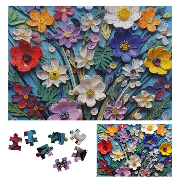 Shiartex Colorful Flower Puzzles for Adults, Mosaic Plant Floral Puzzle Art, Spring Flower Garden Jigsaw Puzzles 300 PCS