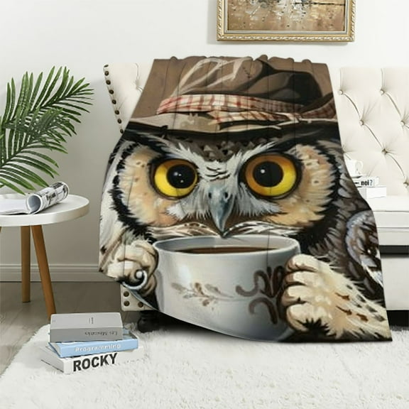 Shiartex   Colorful Owl Blanket Gifts for Girls Women Boys Decor for Home Bedroom Living Room Office Dorm, Soft Cute Lightweight Plush Throw Blankets Black White