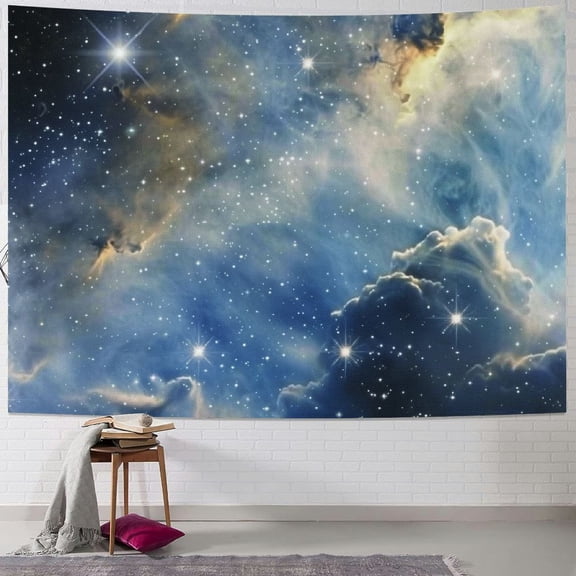 Shiartex Constellation Tapestry, Blue Galaxies in Night Sky Celestial Image Stars Fog, Wide Wall Hanging for Bedroom Living Room Dorm 50x40inch