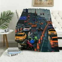 Shiartex Construction Throw Blanket for Boys, Soft Cozy Cartoon Cars Fuzzy Flannel Blanket Gift for Kids,Warm Transportation Fire Truck Blanket for Toddler Sofa Bed 40x50in