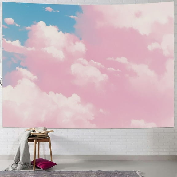 Shiartex Cool Pink Cloud Tapestry for Bedroom, White Cloud Tapestry Wall Hanging, Aesthetic Pastle Natural Landscape Girly Tapestry Wall Art for Teen Bedroom Dorm Hippie Party Decor 40x30inch