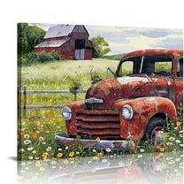Shiartex Country Wall Art Farmhouse Truck Barn Windmill Pictures Wall Decor Rustic Canvas Prints Artwork Paintings For Bathroom Kitchen Bedroom Office Ready To Hang Frame 20x16in
