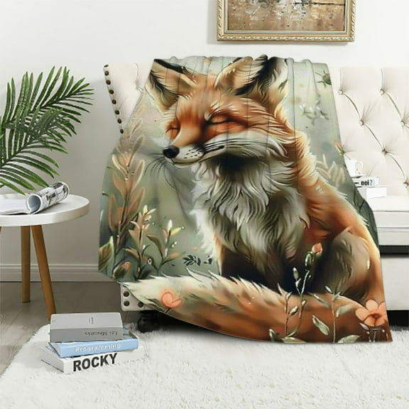 Shiartex Cute Flower Fox Blanket Gifts for Kids Girls Animal Flannel Throw Blankets Soft Comfy Lightweight for Home Decor Couch Bed Sofa  40x50in