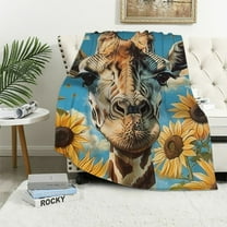 Shiartex Cute Giraffe Blanket Gifts for Kids Adults Just a Girl Who Loves Giraffes Soft Warm Lightweight Cozy Wild Animal Sunflower Throw Blankets for Bed Living Room Sofa Couch Decor White
